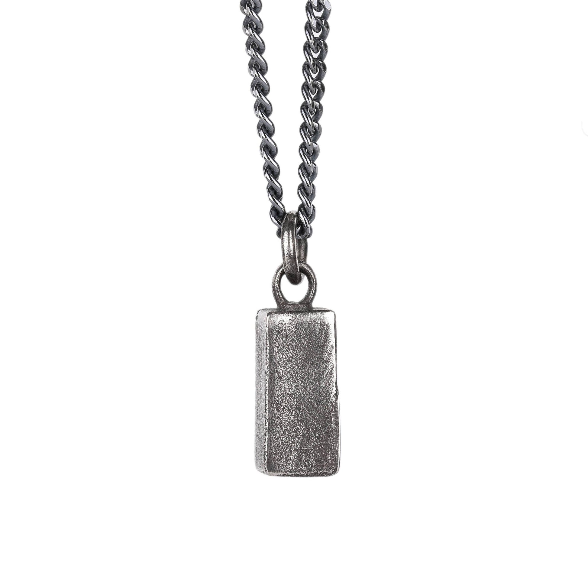 EIJI Necklace Block Pendulum handmade jewelry for man oxidized sterling silver jewelry for men rustic handmade jewelry man