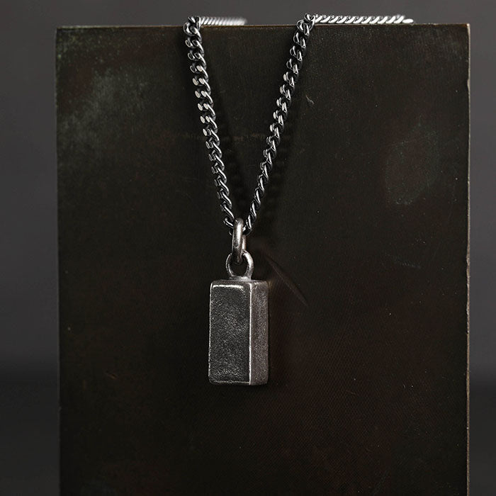 EIJI Necklace Block Pendulum handmade jewelry for man oxidized sterling silver jewelry for men rustic handmade jewelry man