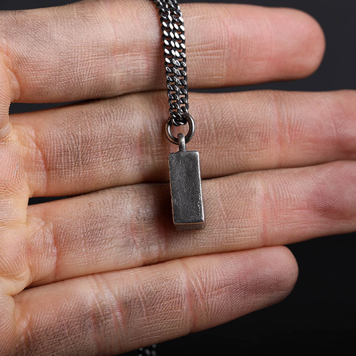 EIJI Necklace Block Pendulum handmade jewelry for man oxidized sterling silver jewelry for men rustic handmade jewelry man