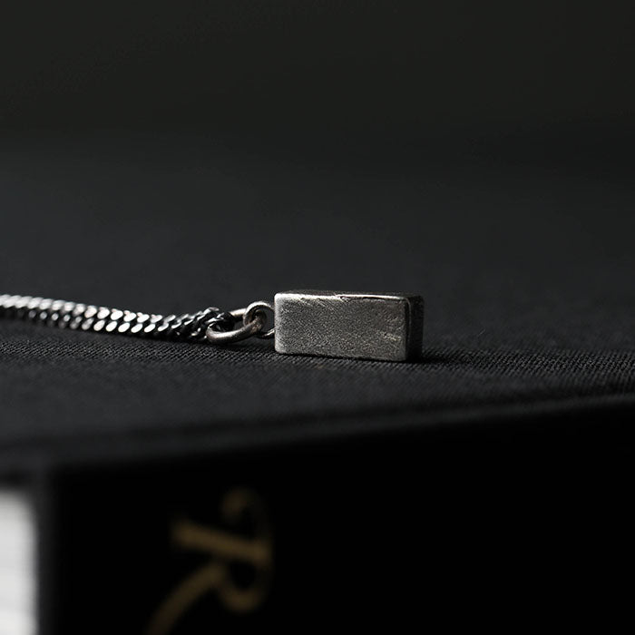 EIJI Necklace Block Pendulum handmade jewelry for man oxidized sterling silver jewelry for men rustic handmade jewelry man