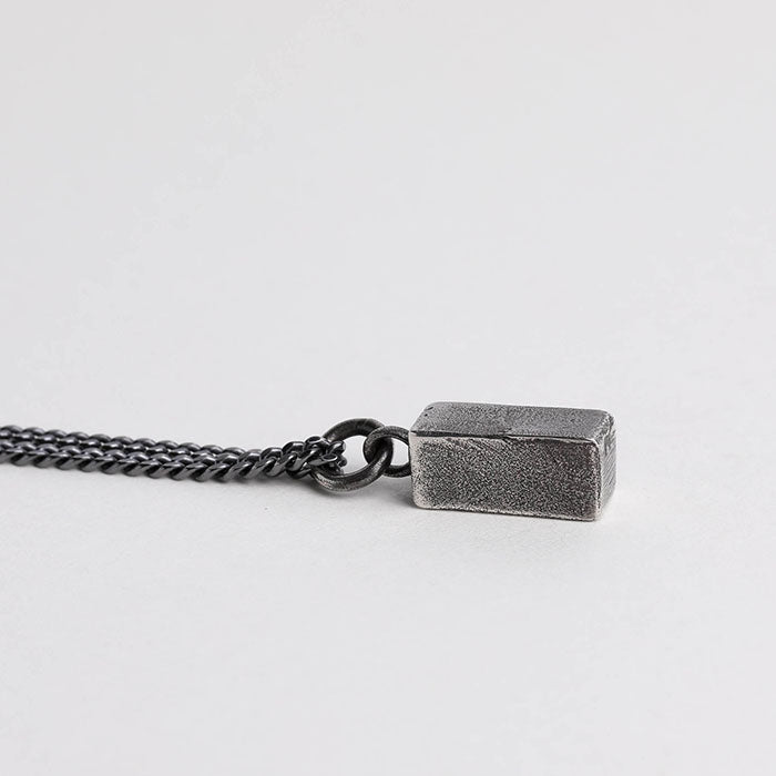 EIJI Necklace Block Pendulum handmade jewelry for man oxidized sterling silver jewelry for men rustic handmade jewelry man