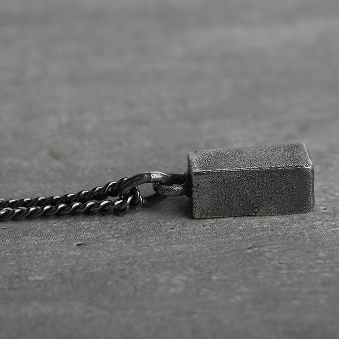 EIJI Necklace Block Pendulum handmade jewelry for man oxidized sterling silver jewelry for men rustic handmade jewelry man
