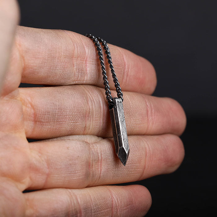 EIJI Necklace Crystal Shape Necklace handmade jewelry for man oxidized sterling silver jewelry for men rustic handmade jewelry man