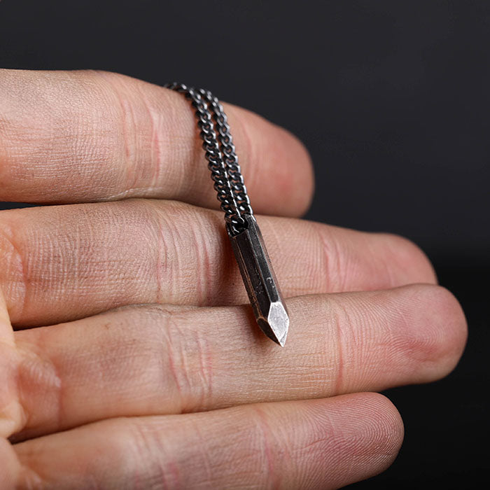 EIJI Necklace Crystal Shape Necklace handmade jewelry for man oxidized sterling silver jewelry for men rustic handmade jewelry man