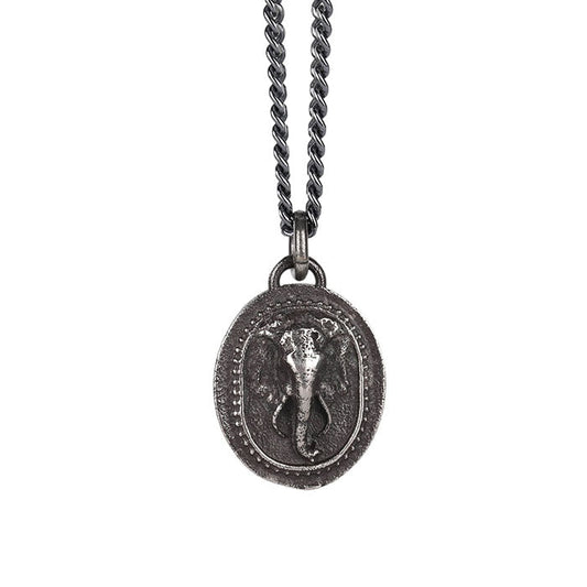 EIJI Necklace Indian Elephant Pendant handmade jewelry for man oxidized sterling silver jewelry for men rustic handmade jewelry man
