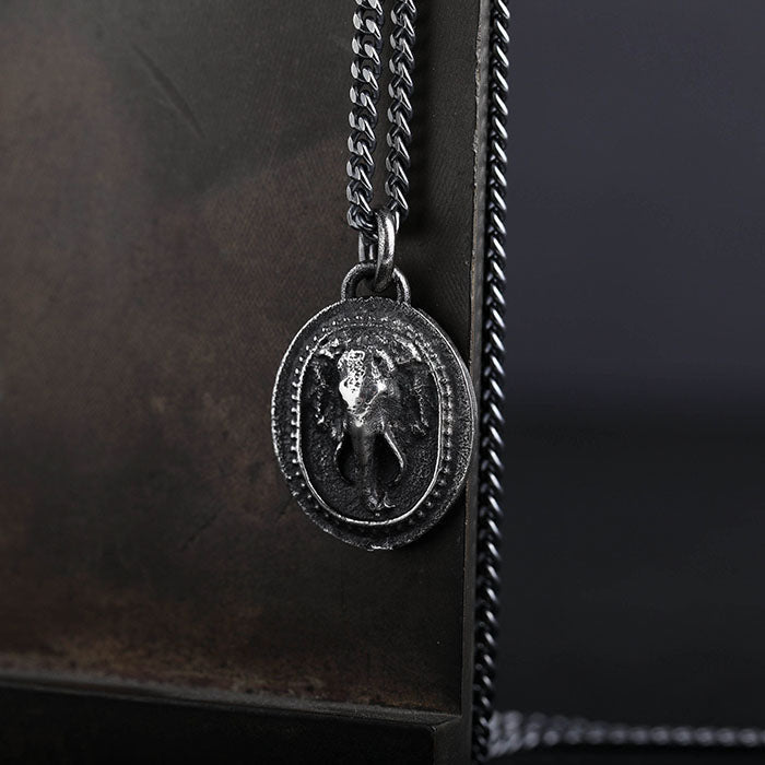 EIJI Necklace Indian Elephant Pendant handmade jewelry for man oxidized sterling silver jewelry for men rustic handmade jewelry man