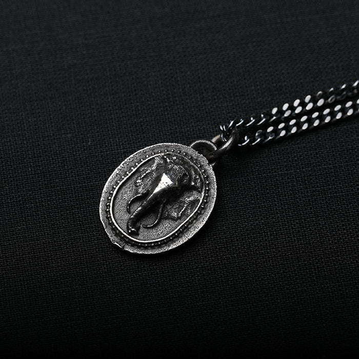 EIJI Necklace Indian Elephant Pendant handmade jewelry for man oxidized sterling silver jewelry for men rustic handmade jewelry man
