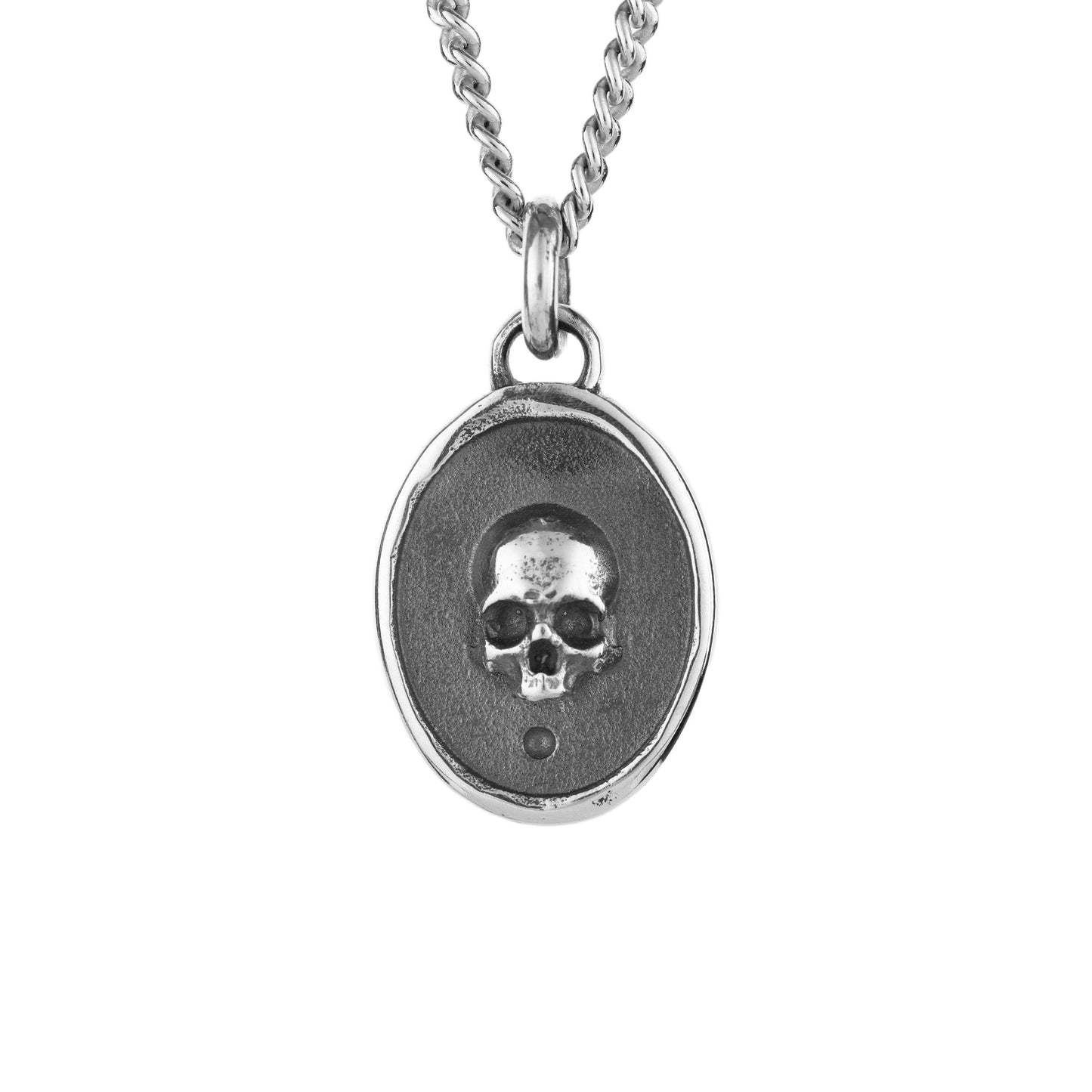 EIJI Necklace Life and Death Skull Tag handmade jewelry for man oxidized sterling silver jewelry for men rustic handmade jewelry man