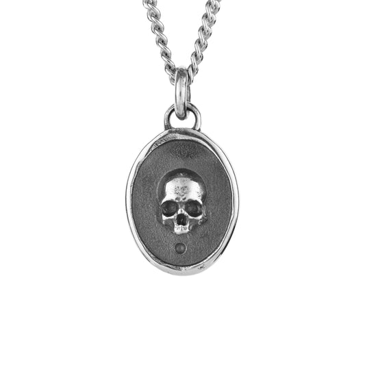 EIJI Necklace Life and Death Skull Tag handmade jewelry for man oxidized sterling silver jewelry for men rustic handmade jewelry man