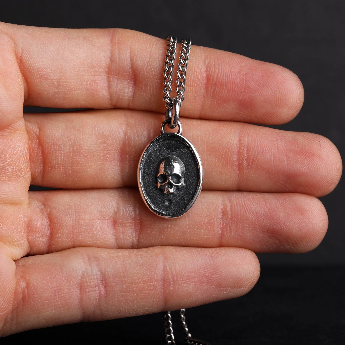 EIJI Necklace Life and Death Skull Tag handmade jewelry for man oxidized sterling silver jewelry for men rustic handmade jewelry man
