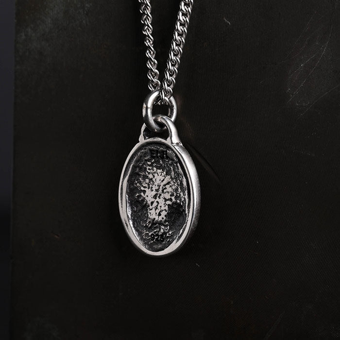 EIJI Necklace Memento Mori handmade jewelry for man oxidized sterling silver jewelry for men rustic handmade jewelry man