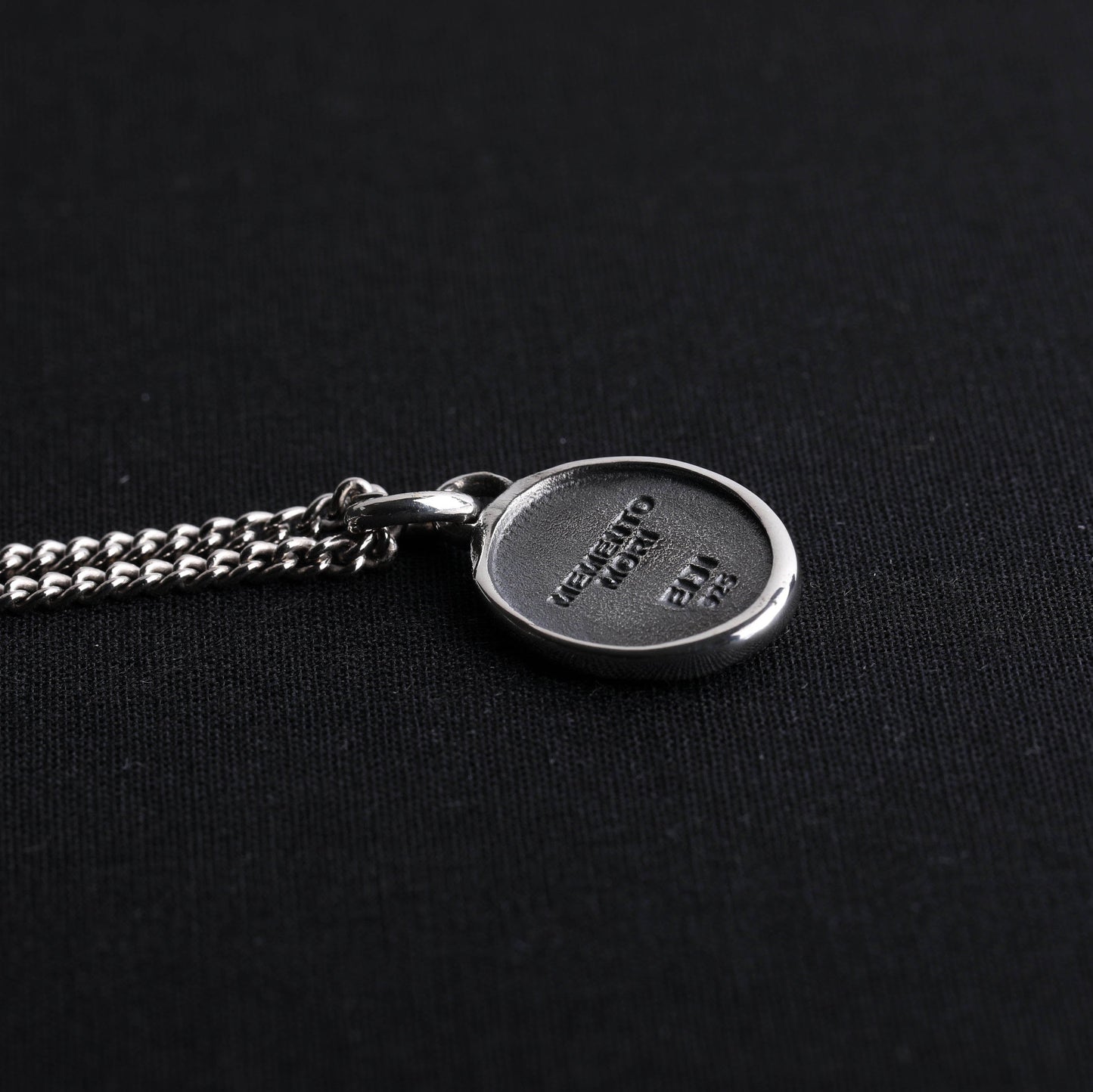 EIJI Necklace Memento Mori Tag handmade jewelry for man oxidized sterling silver jewelry for men rustic handmade jewelry man