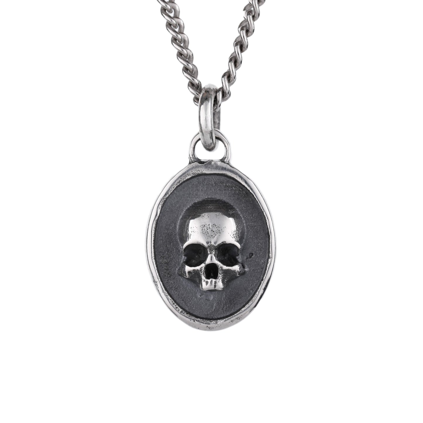 EIJI Necklace Memento Mori Tag handmade jewelry for man oxidized sterling silver jewelry for men rustic handmade jewelry man