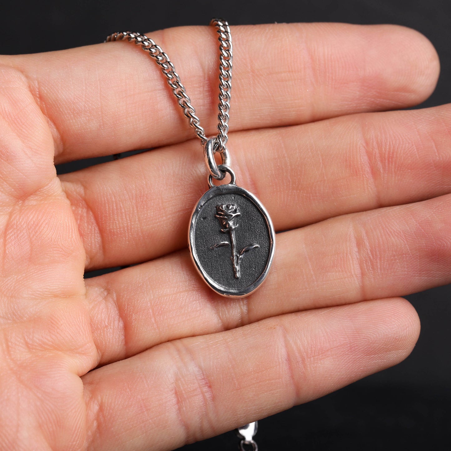EIJI Necklace Memento Vivere Tag handmade jewelry for man oxidized sterling silver jewelry for men rustic handmade jewelry man