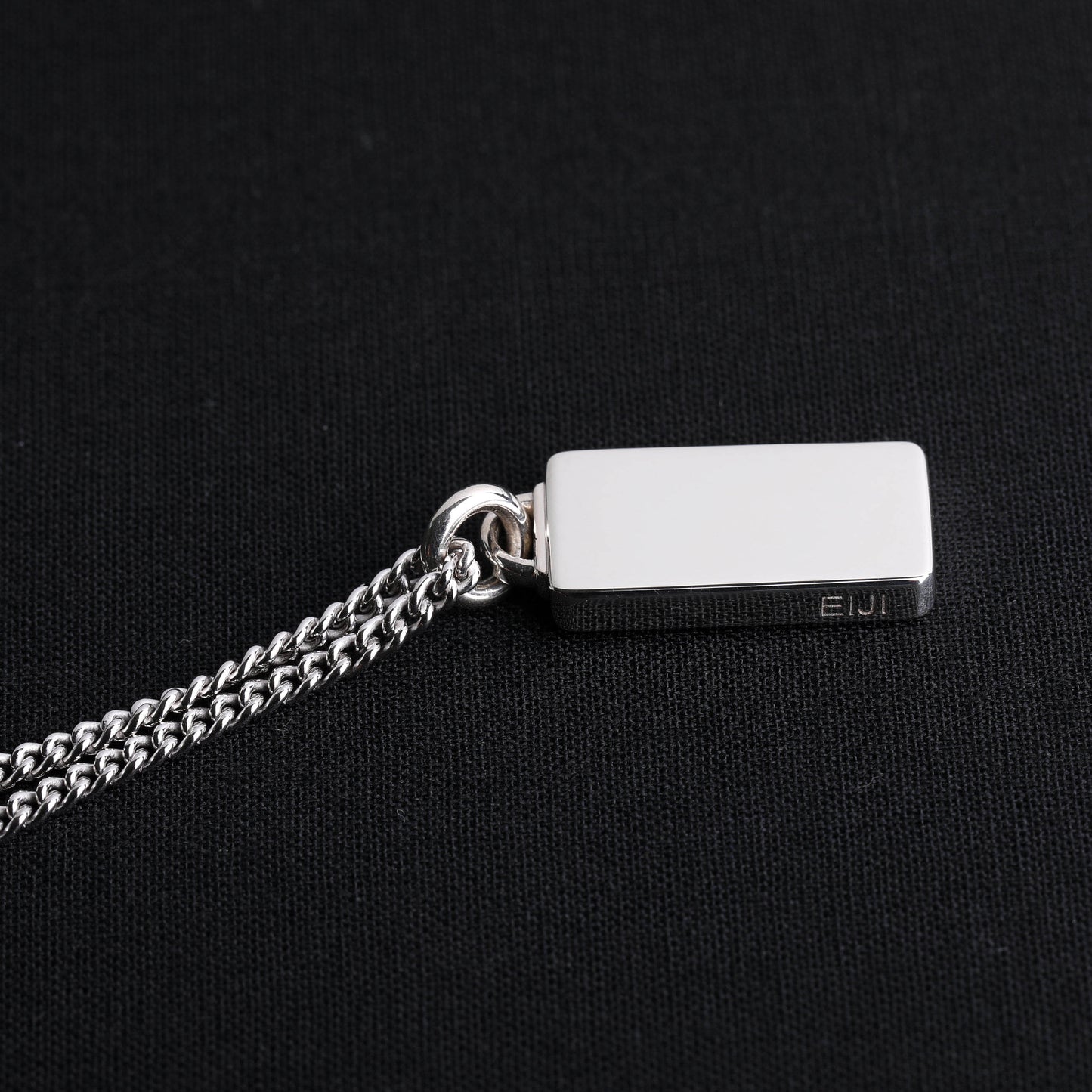 EIJI Necklace Mirror Dog Tag Pendant handmade jewelry for man oxidized sterling silver jewelry for men rustic handmade jewelry man