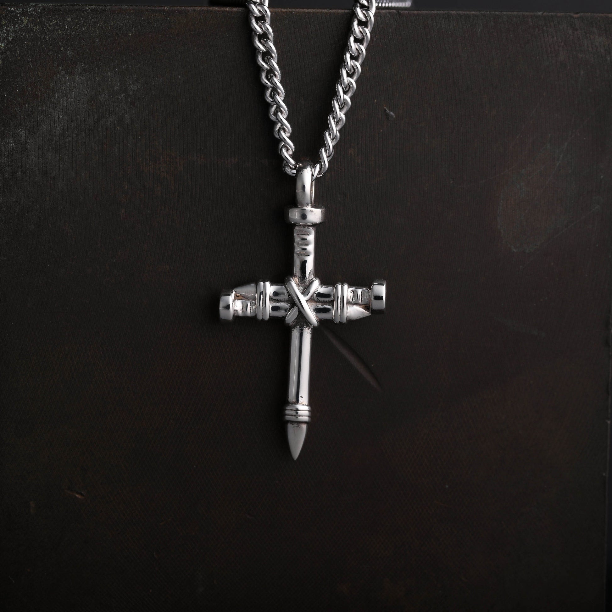 EIJI Necklace Nail Cross handmade jewelry for man oxidized sterling silver jewelry for men rustic handmade jewelry man