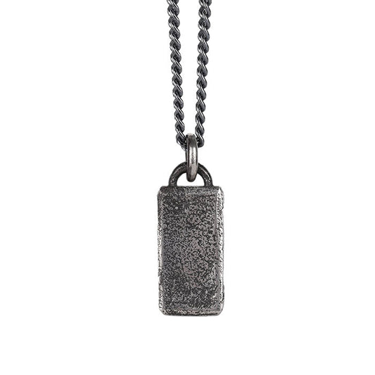 EIJI Necklace Rectangle Bar Pendant handmade jewelry for man oxidized sterling silver jewelry for men rustic handmade jewelry man