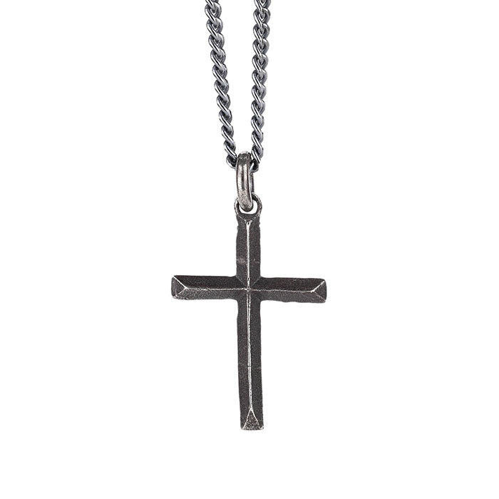 EIJI Necklace Rustic Cross handmade jewelry for man oxidized sterling silver jewelry for men rustic handmade jewelry man
