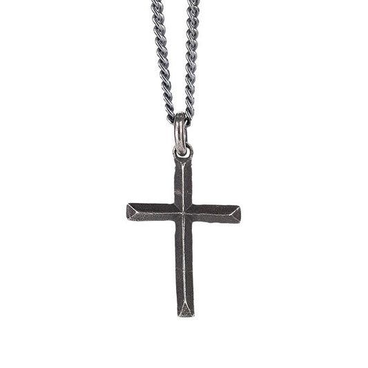 EIJI Necklace Rustic Cross handmade jewelry for man oxidized sterling silver jewelry for men rustic handmade jewelry man