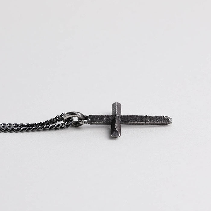EIJI Necklace Rustic Cross handmade jewelry for man oxidized sterling silver jewelry for men rustic handmade jewelry man