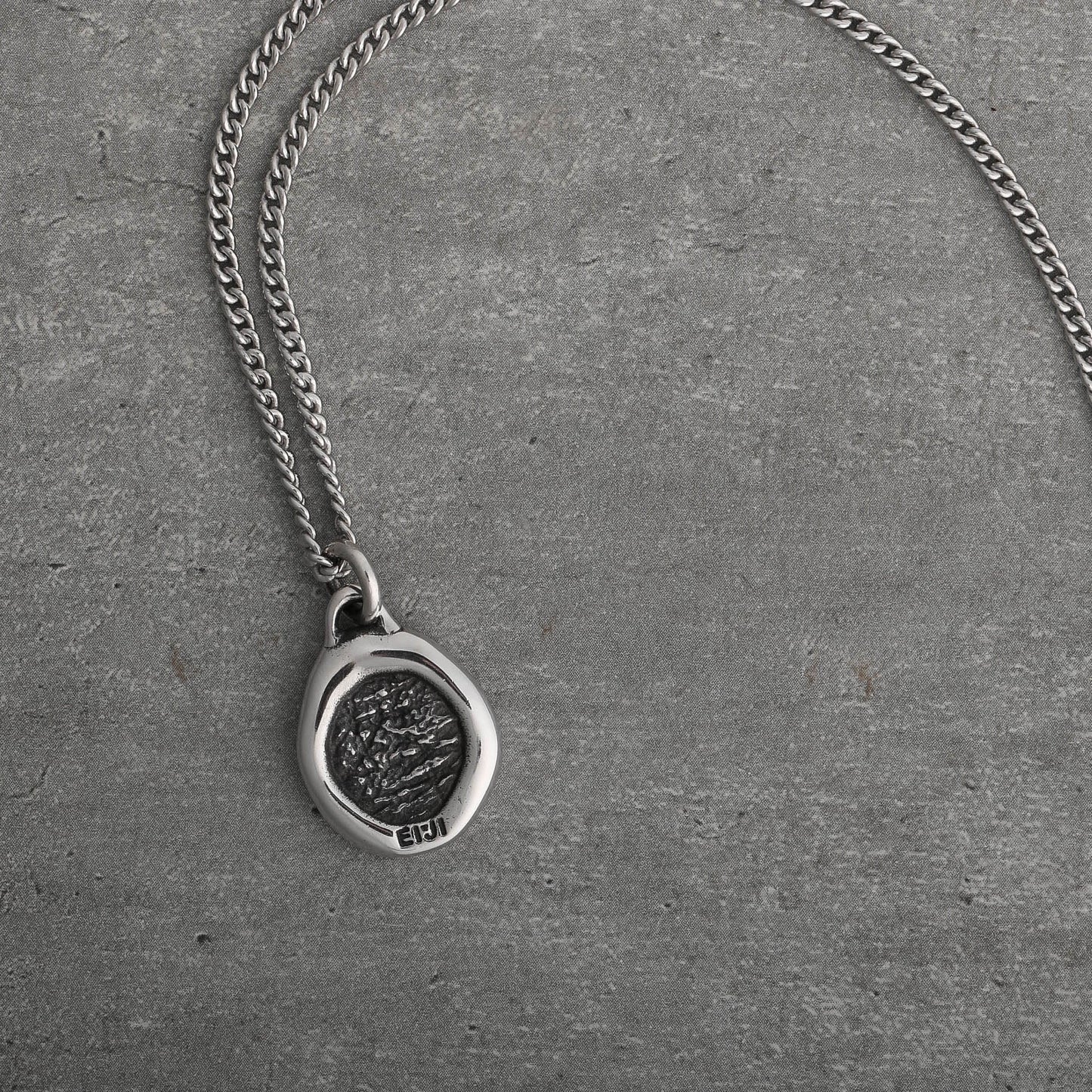 EIJI Necklace Rustic Organic Tag handmade jewelry for man oxidized sterling silver jewelry for men rustic handmade jewelry man