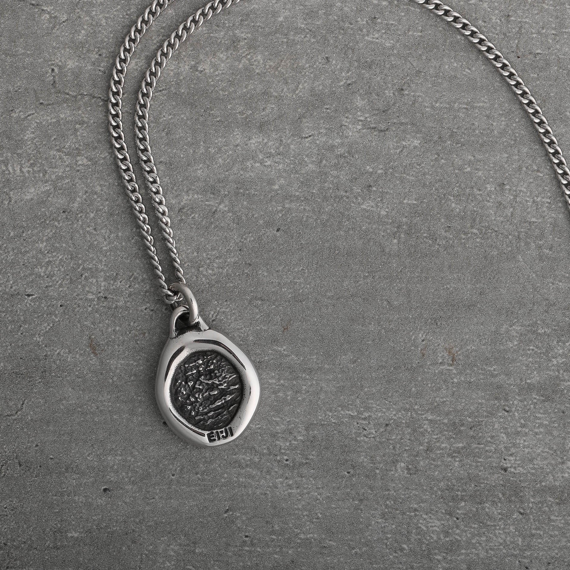 EIJI Necklace Rustic Organic Tag handmade jewelry for man oxidized sterling silver jewelry for men rustic handmade jewelry man
