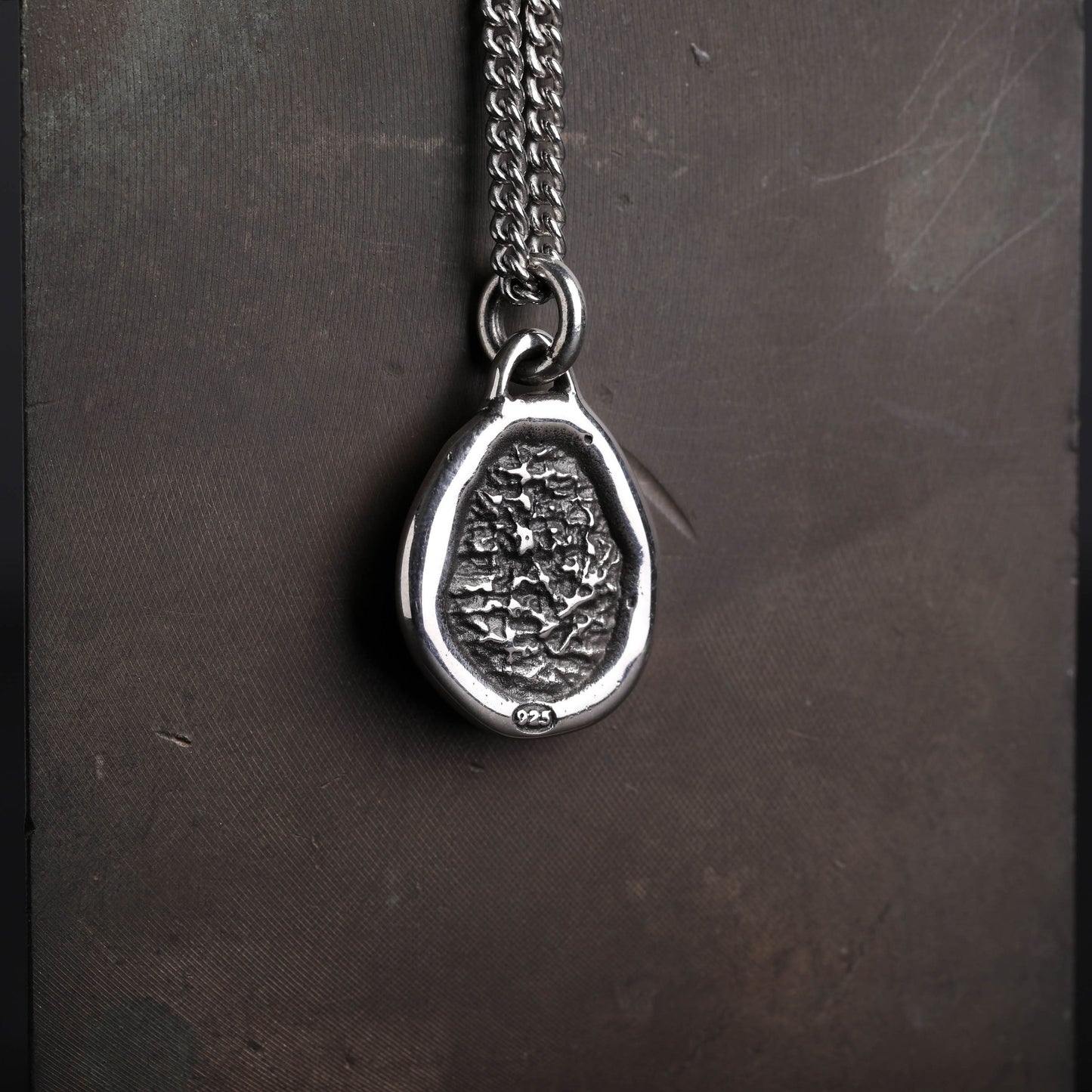 EIJI Necklace Rustic Organic Tag handmade jewelry for man oxidized sterling silver jewelry for men rustic handmade jewelry man