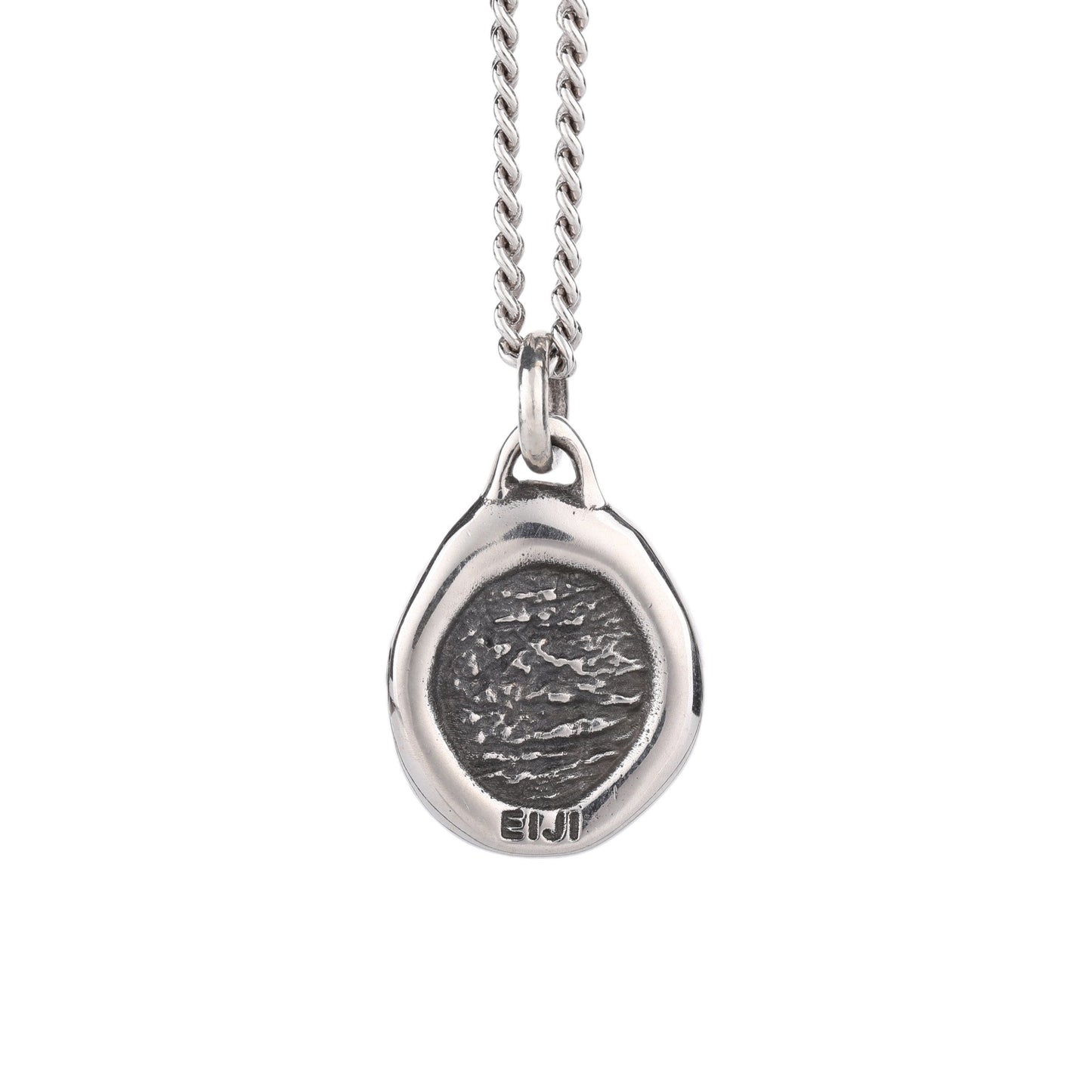 EIJI Necklace Rustic Organic Tag handmade jewelry for man oxidized sterling silver jewelry for men rustic handmade jewelry man