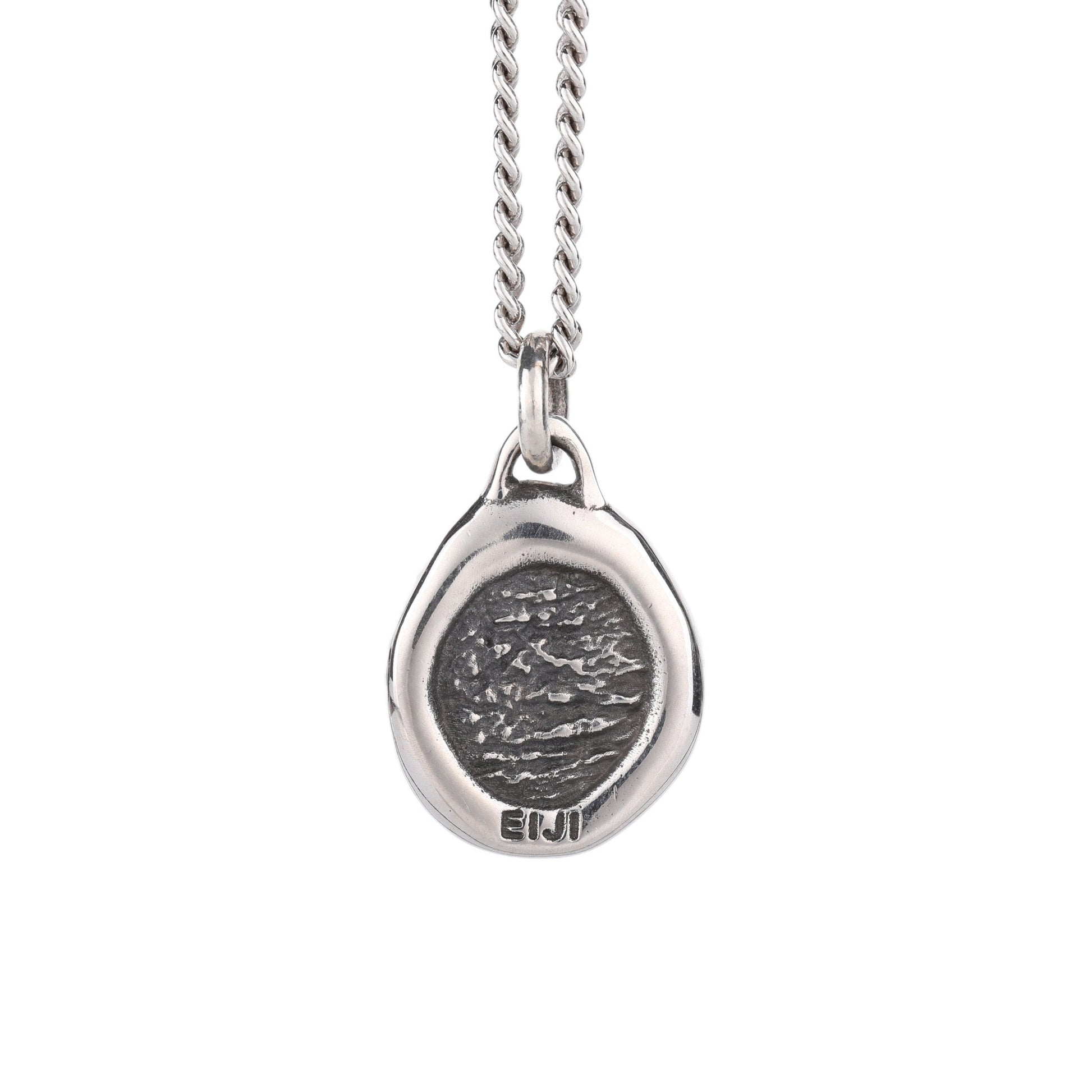 EIJI Necklace Rustic Organic Tag handmade jewelry for man oxidized sterling silver jewelry for men rustic handmade jewelry man
