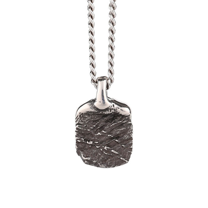 EIJI Necklace Rustic Textured Tag handmade jewelry for man oxidized sterling silver jewelry for men rustic handmade jewelry man