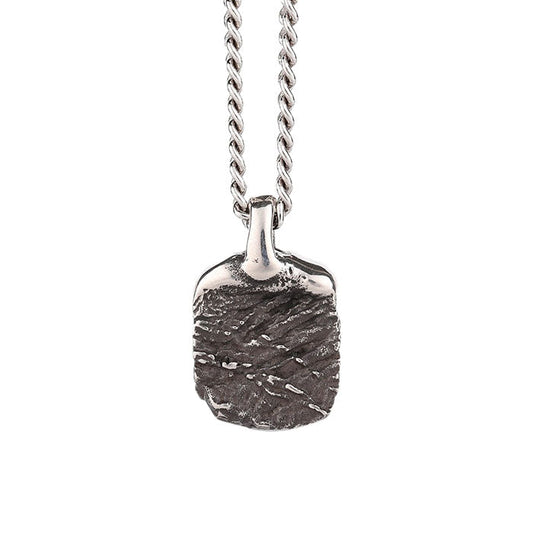 EIJI Necklace Rustic Textured Tag handmade jewelry for man oxidized sterling silver jewelry for men rustic handmade jewelry man