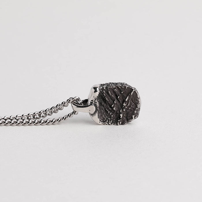 EIJI Necklace Rustic Textured Tag handmade jewelry for man oxidized sterling silver jewelry for men rustic handmade jewelry man
