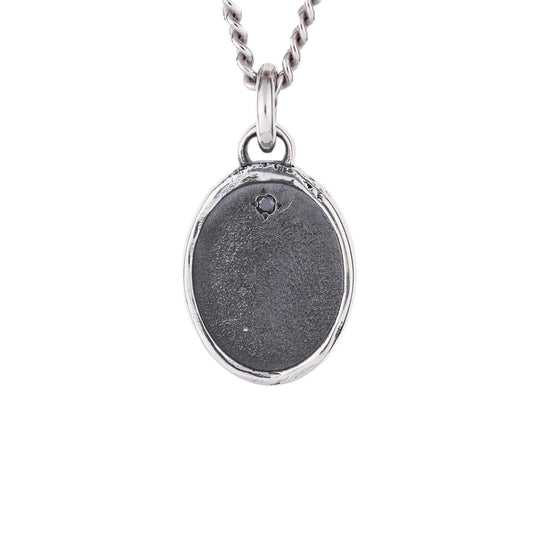 EIJI Necklace Solitaire Black Diamond Tag Pendant in Sterling Silver handmade jewelry for man oxidized sterling silver jewelry for men rustic handmade jewelry man