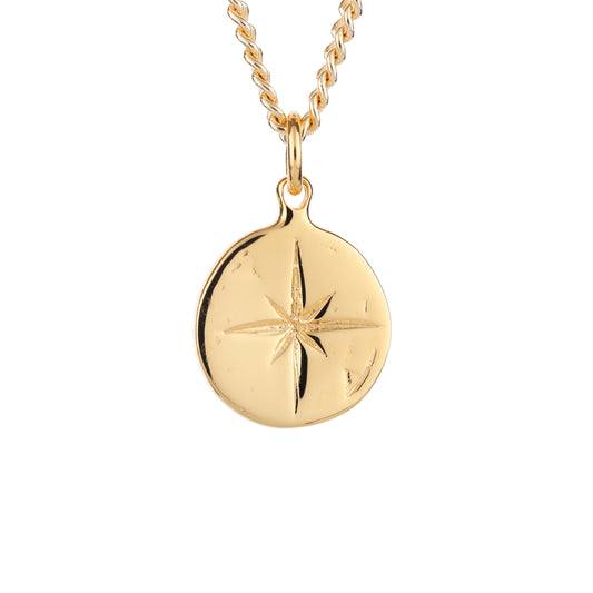 Polished Compass Pendant in 18K Gold Vermeil