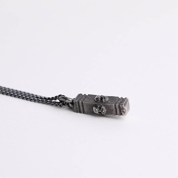 EIJI Necklace 4 Faced Skull Bar handmade jewelry for man oxidized sterling silver jewelry for men rustic handmade jewelry man