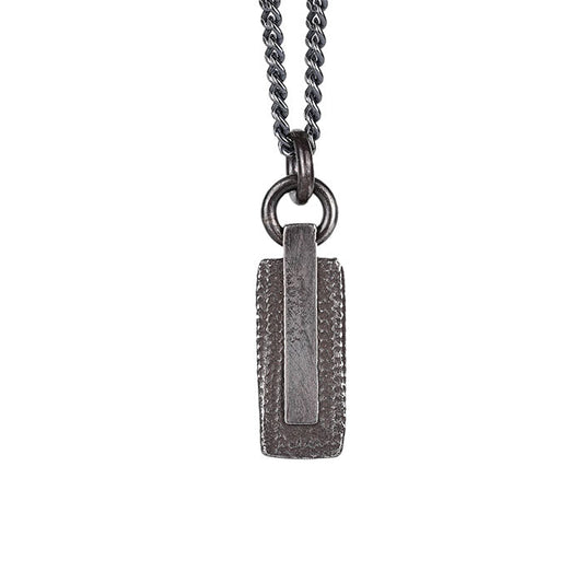EIJI Necklace Brutalist Tag handmade jewelry for man oxidized sterling silver jewelry for men rustic handmade jewelry man
