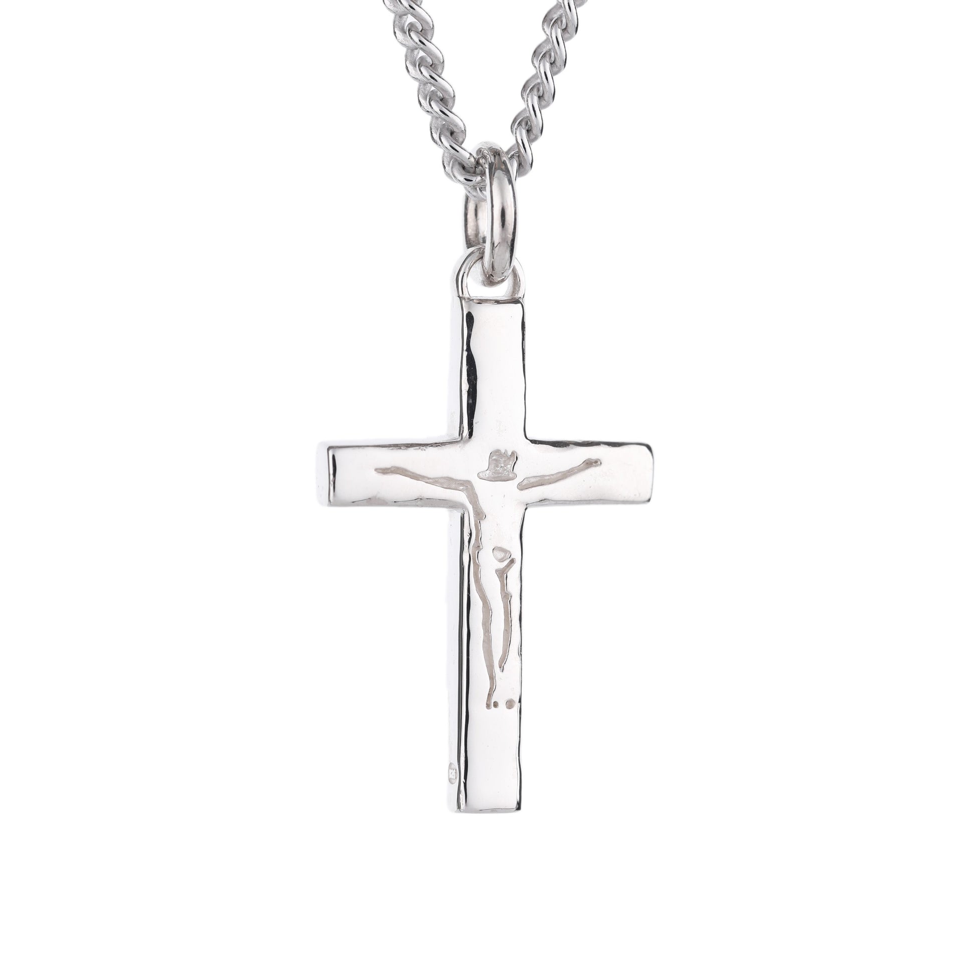 EIJI Necklace Carved Jesus Cross Pendant in Sterling Silver handmade jewelry for man oxidized sterling silver jewelry for men rustic handmade jewelry man