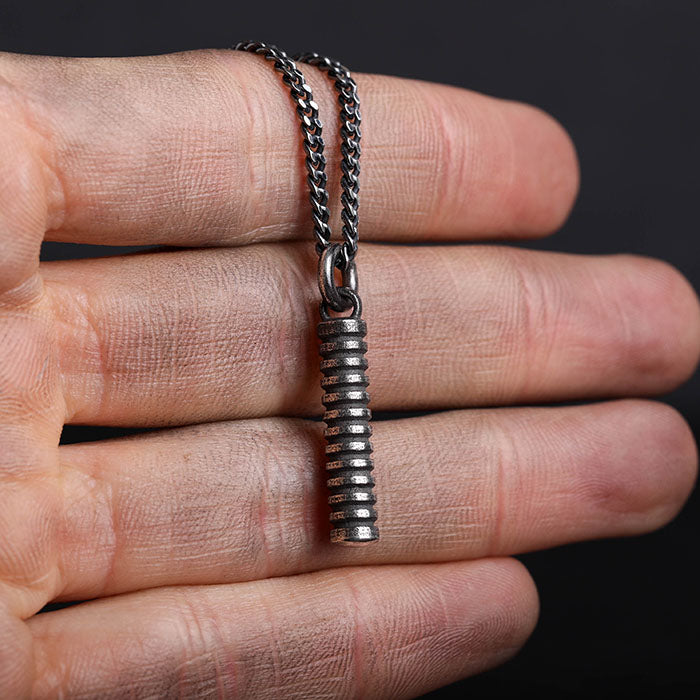 EIJI Necklace Cylinder handmade jewelry for man oxidized sterling silver jewelry for men rustic handmade jewelry man