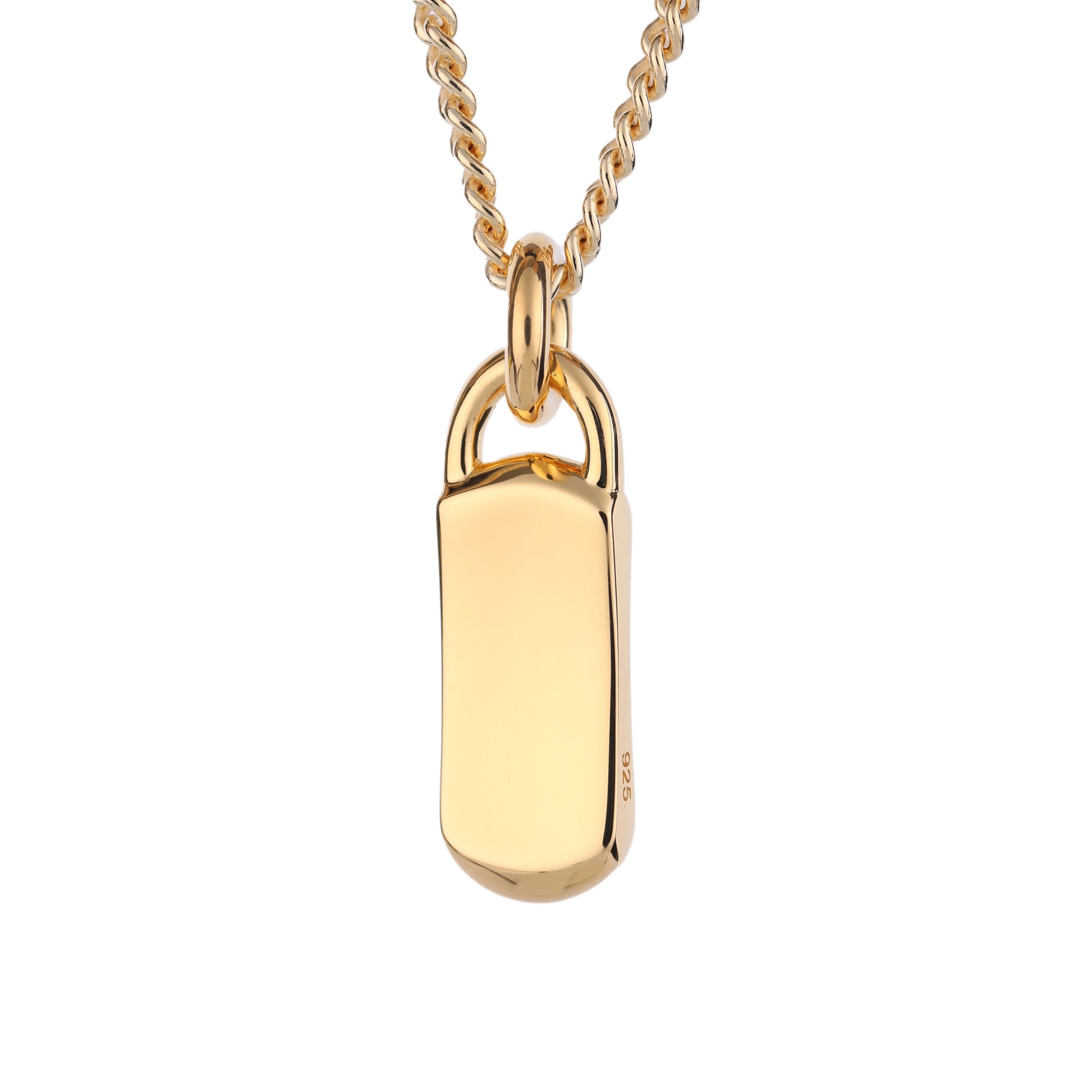 EIJI Necklace Long Tag Pendant in 18K Gold Vermeil handmade jewelry for man oxidized sterling silver jewelry for men rustic handmade jewelry man