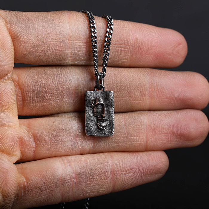 EIJI Necklace Marcus Aurelius handmade jewelry for man oxidized sterling silver jewelry for men rustic handmade jewelry man