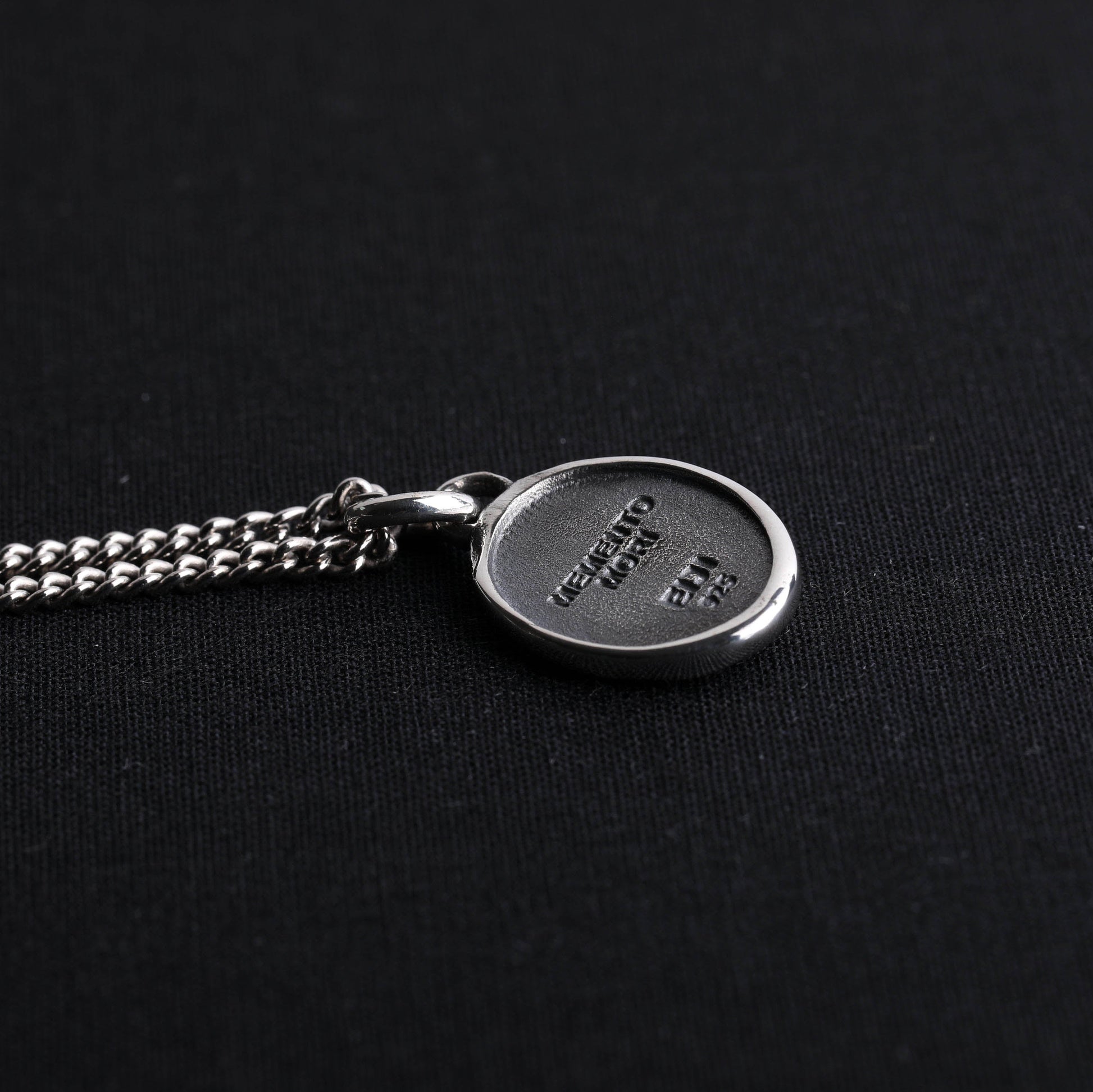 EIJI Necklace Memento Mori Tag handmade jewelry for man oxidized sterling silver jewelry for men rustic handmade jewelry man