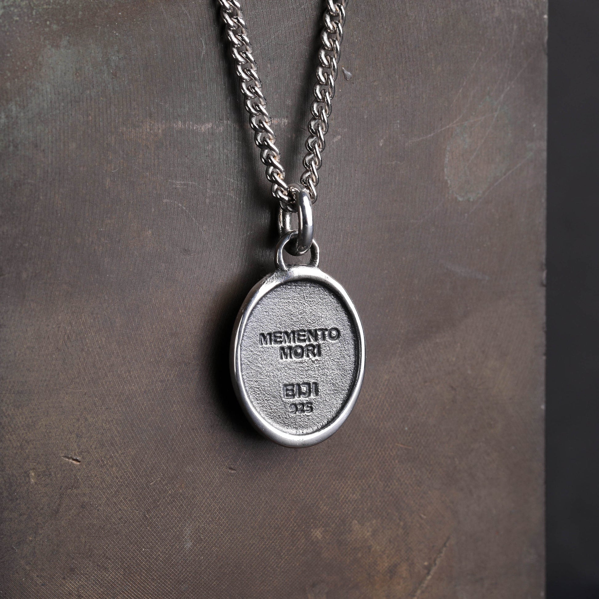 Men't Necklace Memento Mori Pendant Tag in Sterling Silver – EIJI