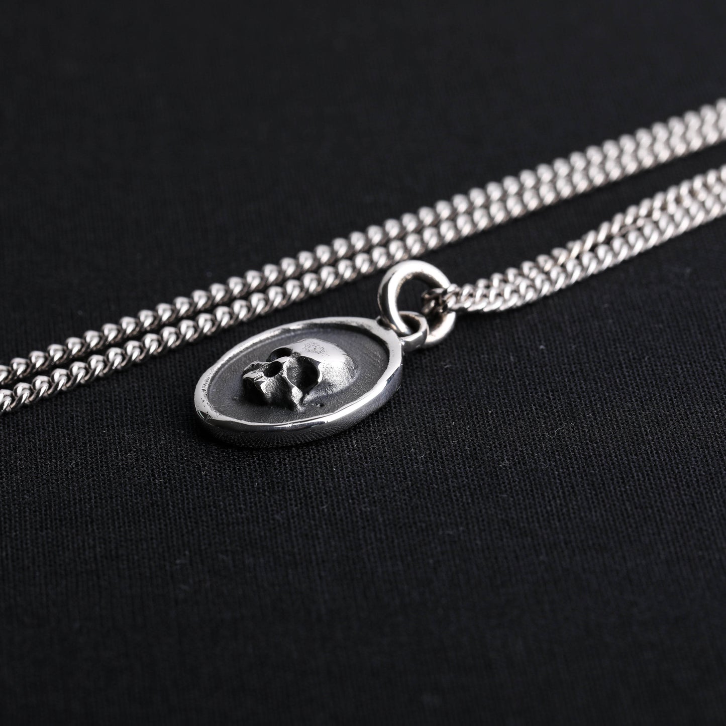 EIJI Necklace Memento Mori Tag handmade jewelry for man oxidized sterling silver jewelry for men rustic handmade jewelry man