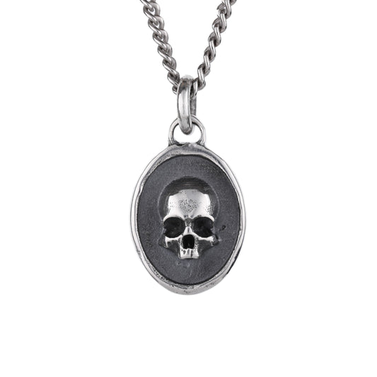 EIJI Necklace Memento Mori Tag handmade jewelry for man oxidized sterling silver jewelry for men rustic handmade jewelry man