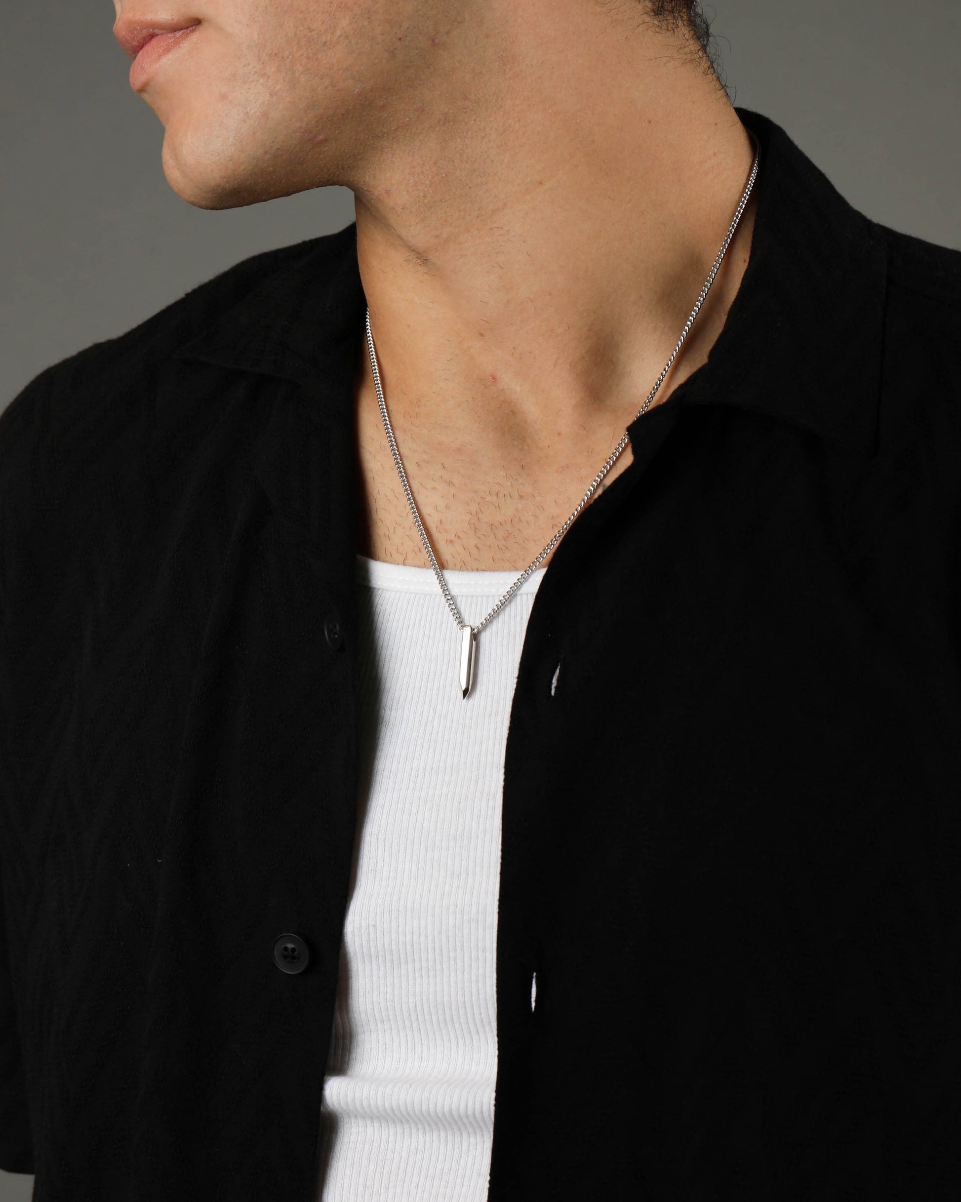 Mens Necklace Crystal Shape Pendant for Men in Sterling Silver – EIJI