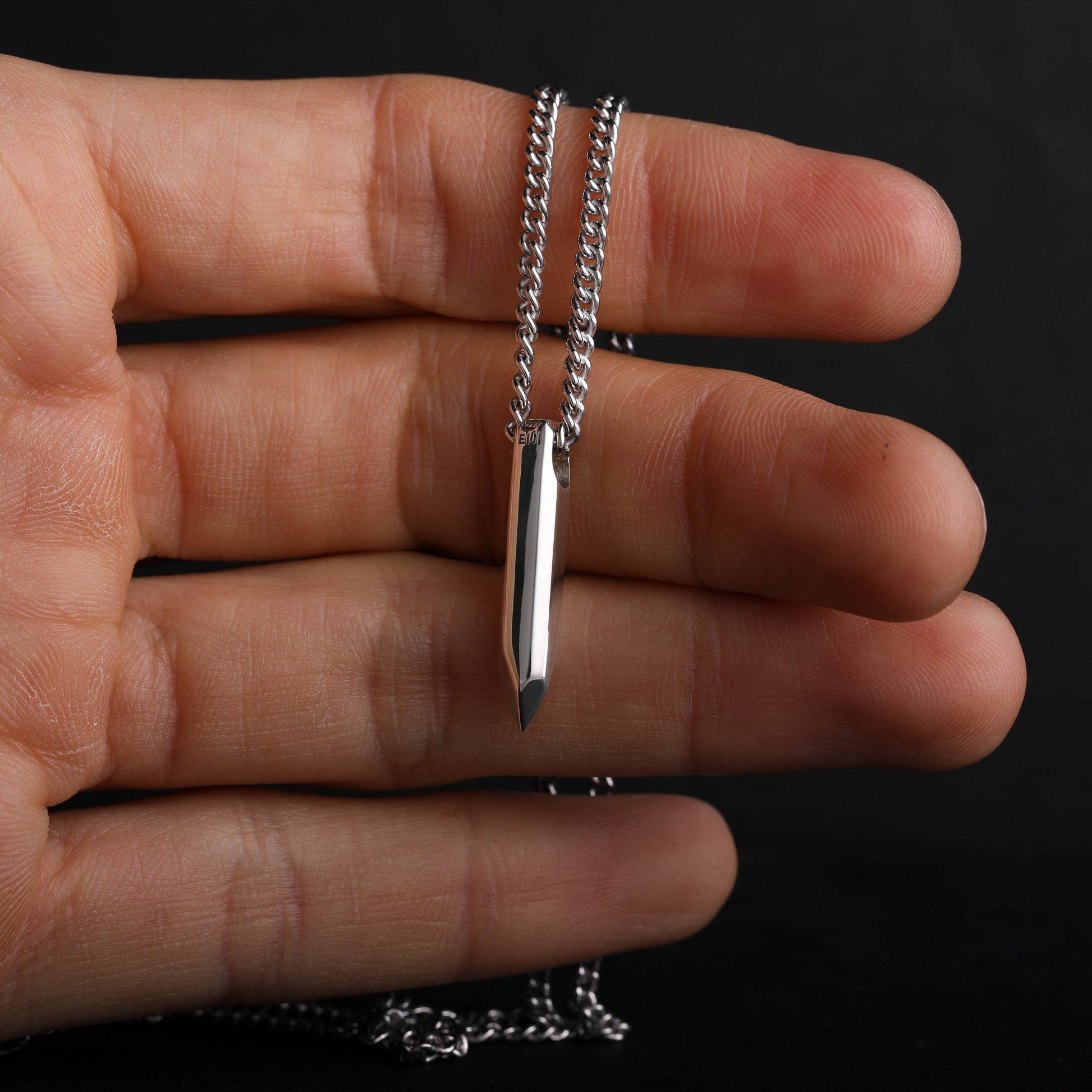 Mens Necklace Crystal Shape Pendant for Men in Sterling Silver – EIJI