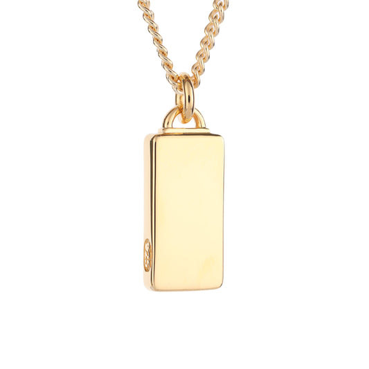 EIJI Necklace Mirror Dog Tag Pendant in 18K Gold Vermeil handmade jewelry for man oxidized sterling silver jewelry for men rustic handmade jewelry man