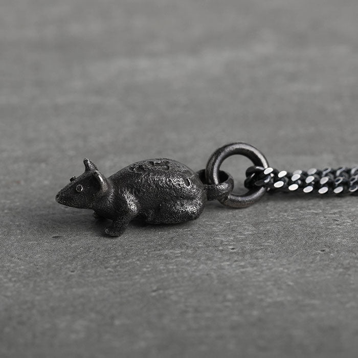 EIJI Necklace Mouse handmade jewelry for man oxidized sterling silver jewelry for men rustic handmade jewelry man