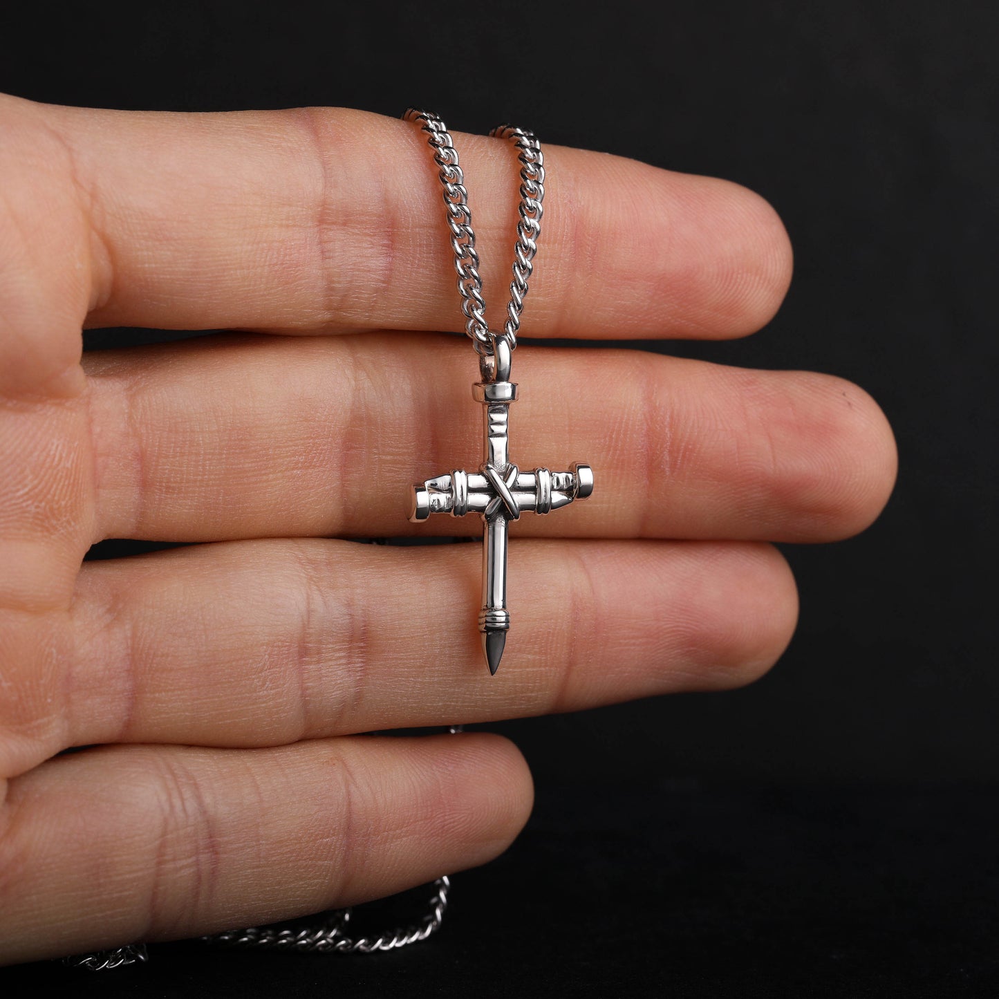 EIJI Necklace Nail Cross handmade jewelry for man oxidized sterling silver jewelry for men rustic handmade jewelry man