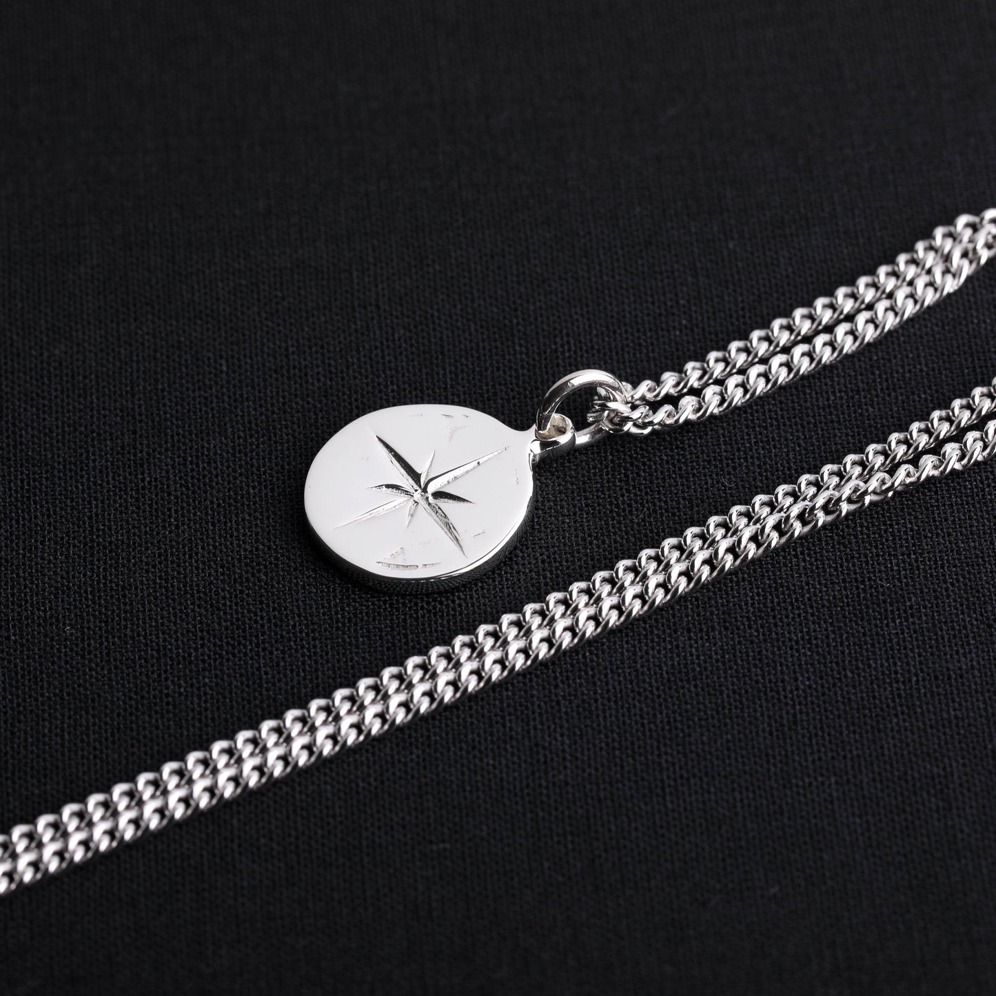 EIJI Necklace Polished Compass Pendant handmade jewelry for man oxidized sterling silver jewelry for men rustic handmade jewelry man